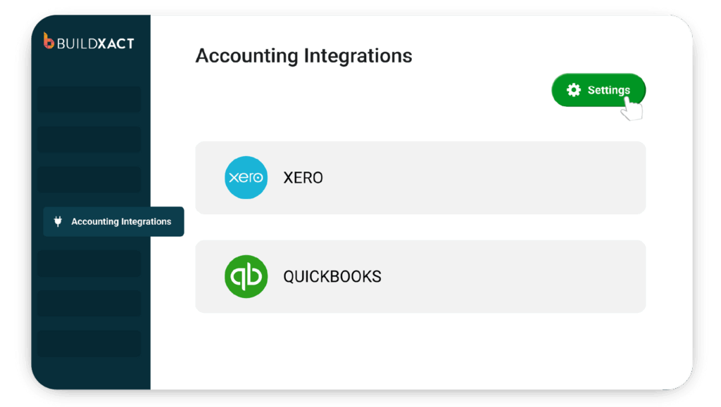 A concept showing how Buildxact links to popular accounting software